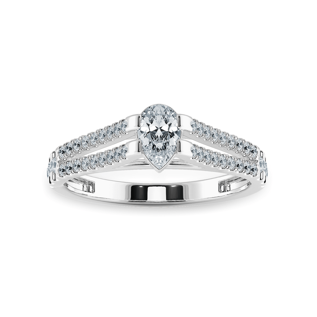 Jewelove™ Rings I VS / Women's Band only 0.30cts Pear Cut Solitaire Diamond Split Shank Platinum Ring JL PT 1183