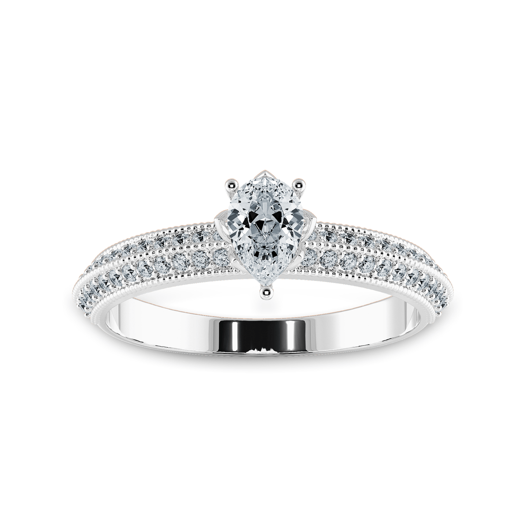 Jewelove™ Rings I VS / Women's Band only 0.30cts Pear Cut Solitaire Diamond Split Shank Platinum Ring JL PT 1191