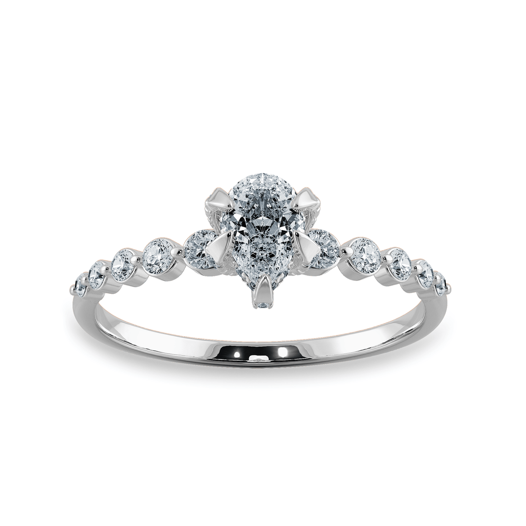 Jewelove™ Rings I VS / Women's Band only 0.30cts Pear Cut Solitaire Halo Diamond Accents Platinum Ring JL PT 2009