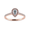 Jewelove™ Rings Women's Band only / VS I 0.30cts. Pear Cut Solitaire Halo Diamond Shank 18K Rose Gold Ring JL AU 1200R