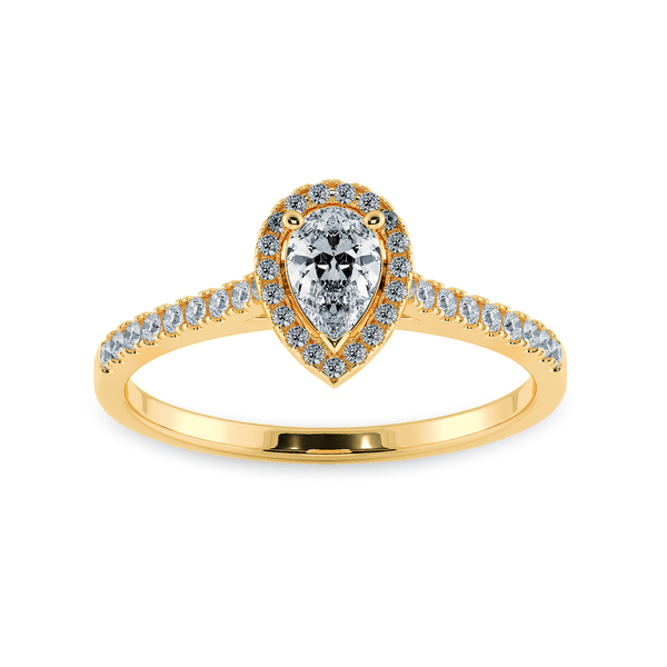 Jewelove™ Rings Women's Band only / VS I 0.30cts. Pear Cut Solitaire Halo Diamond Shank 18K Yellow Gold Ring JL AU 1200Y