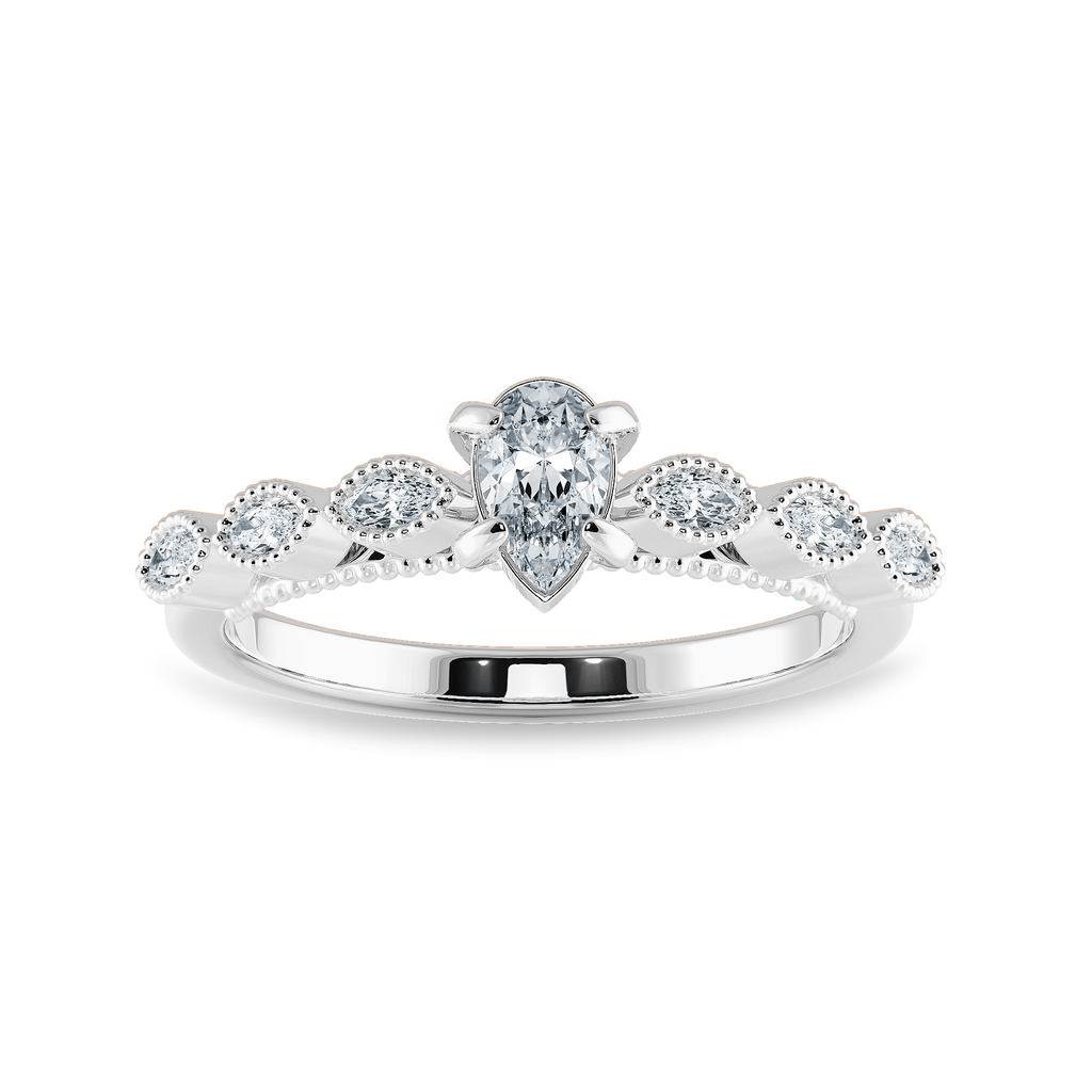 Jewelove™ Rings I VS / Women's Band only 0.30cts Pear Cut Solitaire with Marquise Cut Diamond Accents Platinum Ring JL PT 2018