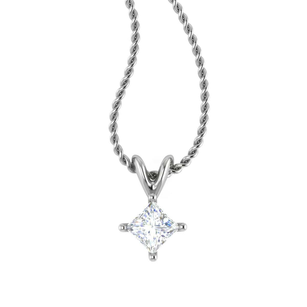 Jewelove™ Pendants 0.30cts. Platinum Princess Cut Solitaire Pendant for Women JL PT P SP PR 103