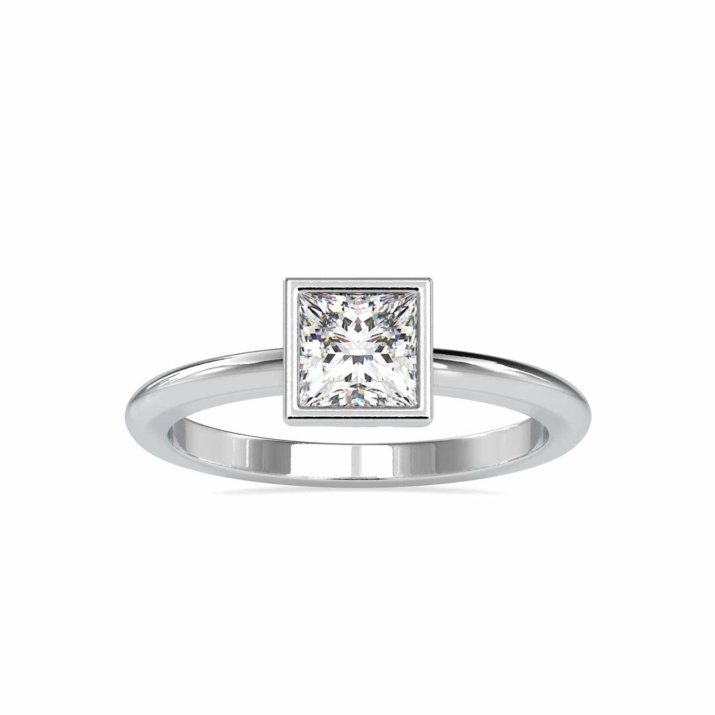 Jewelove™ Rings Women's Band only / VS I 0.30cts. Princess Cut Diamond Platinum Solitaire Engagement Ring JL PT 0077-A