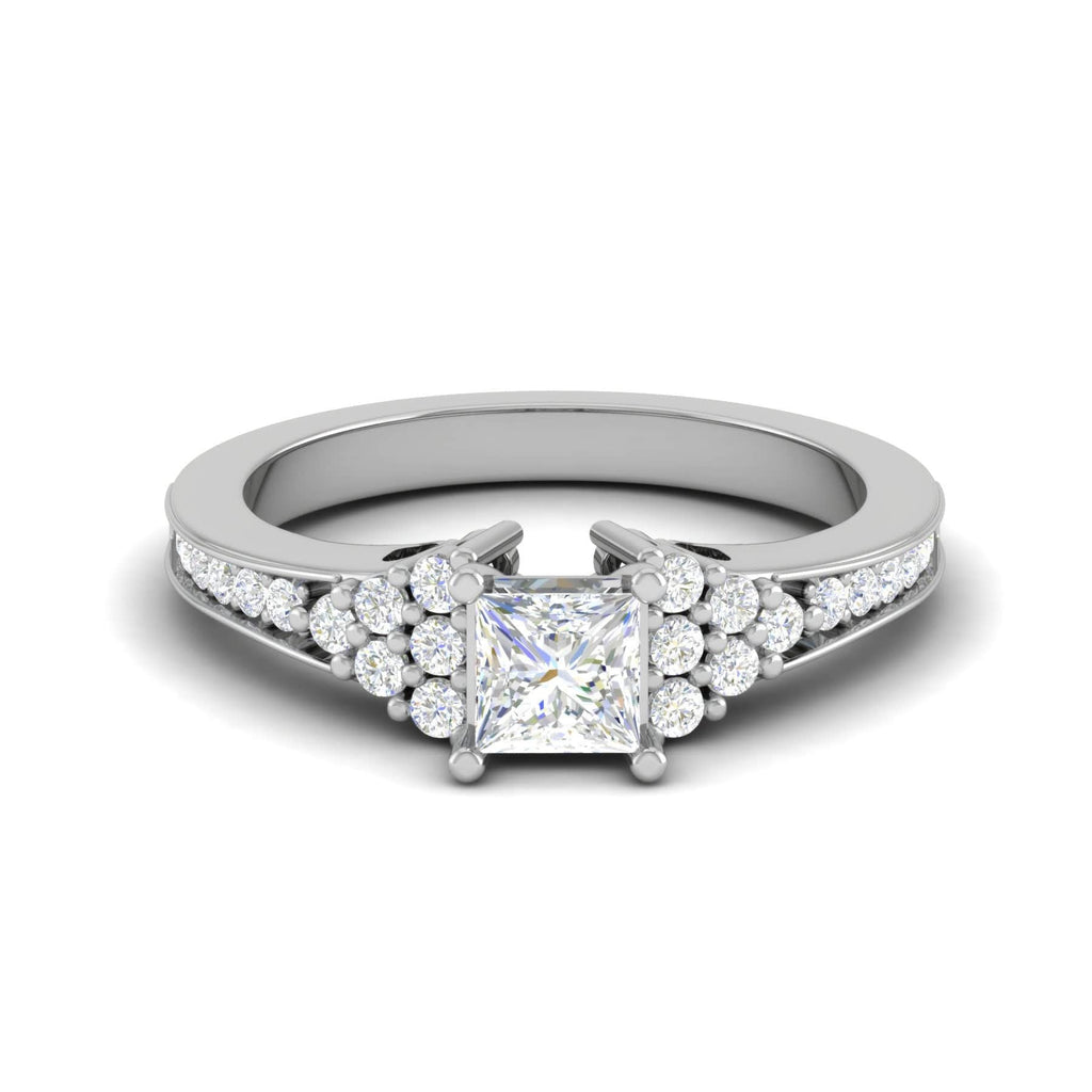 Jewelove™ Rings I VS / Women's Band only 0.30cts. Princess Cut Diamond Shank Platinum Solitaire Engagement Ring JL PT DR7962M