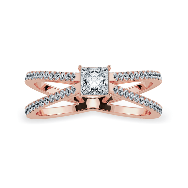 Jewelove™ Rings Women's Band only / VS I 0.30cts. Princess Cut Solitaire Diamond Split Shank 18K Rose Gold Ring JL AU 1170R