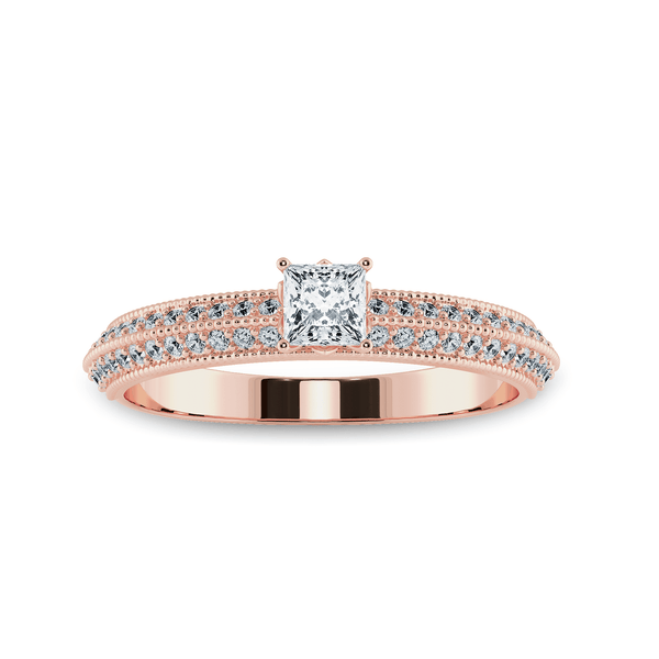 Jewelove™ Rings Women's Band only / VS I 0.30cts. Princess Cut Solitaire Diamond Split Shank 18K Rose Gold Ring JL AU 1186R