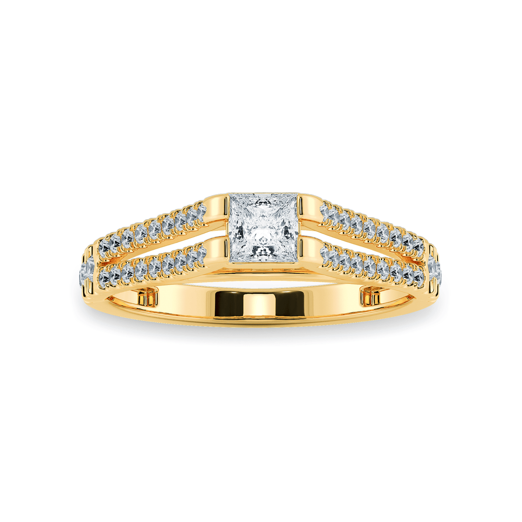 Jewelove™ Rings Women's Band only / VS I 0.30cts. Princess Cut Solitaire Diamond Split Shank 18K Yellow Gold Ring JL AU 1178Y