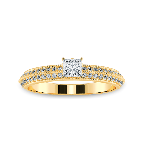 Jewelove™ Rings Women's Band only / VS I 0.30cts. Princess Cut Solitaire Diamond Split Shank 18K Yellow Gold Ring JL AU 1186Y