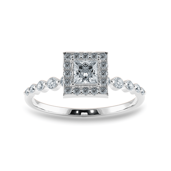 Jewelove™ Rings I VS / Women's Band only 0.30cts Princess Cut Solitaire Halo Diamond Accents Platinum Ring JL PT 2003