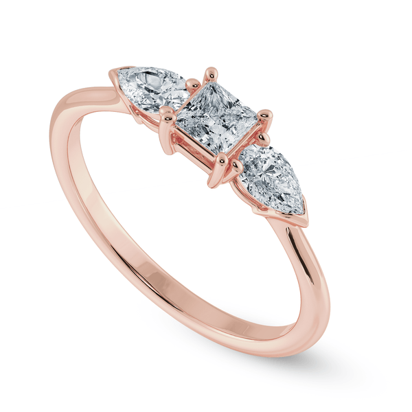 Jewelove™ Rings Women's Band only / VS I 0.30cts. Princess Cut Solitaire with Pear Cut Diamond Diamond 18K Rose Gold Ring JL AU 2021R