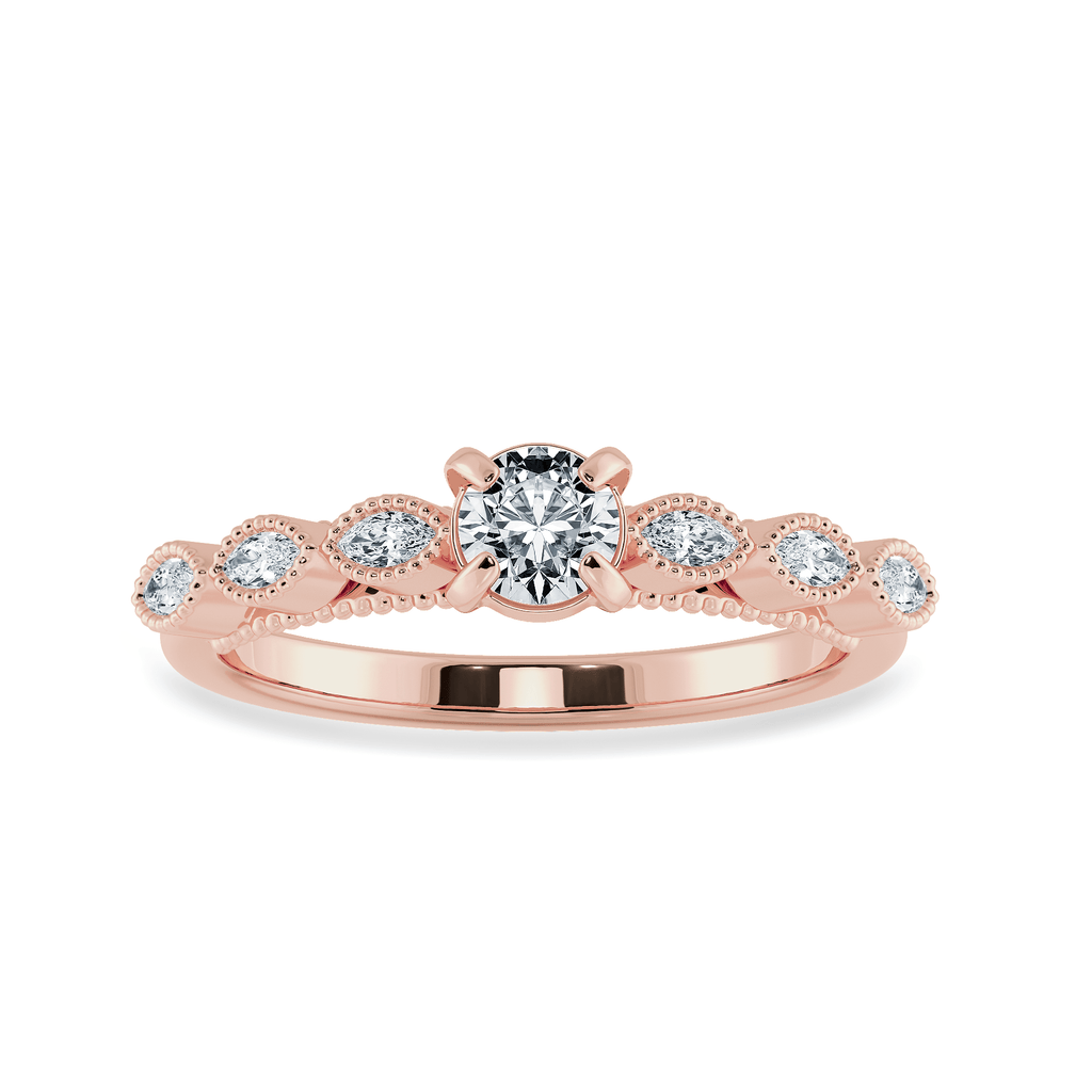 Jewelove™ Rings Women's Band only / VS J 0.30cts. Solitaire 18K Rose Gold Ring with Marquise Cut Diamond Accents JL AU 2011R