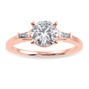 Jewelove™ Rings Women's Band only / VS J 0.30cts. Solitaire Baguette Diamond Accents 18K Rose Gold Ring JL AU 1209R