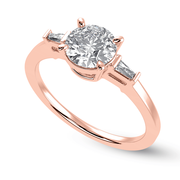 Jewelove™ Rings Women's Band only / VS J 0.30cts. Solitaire Baguette Diamond Accents 18K Rose Gold Ring JL AU 1209R
