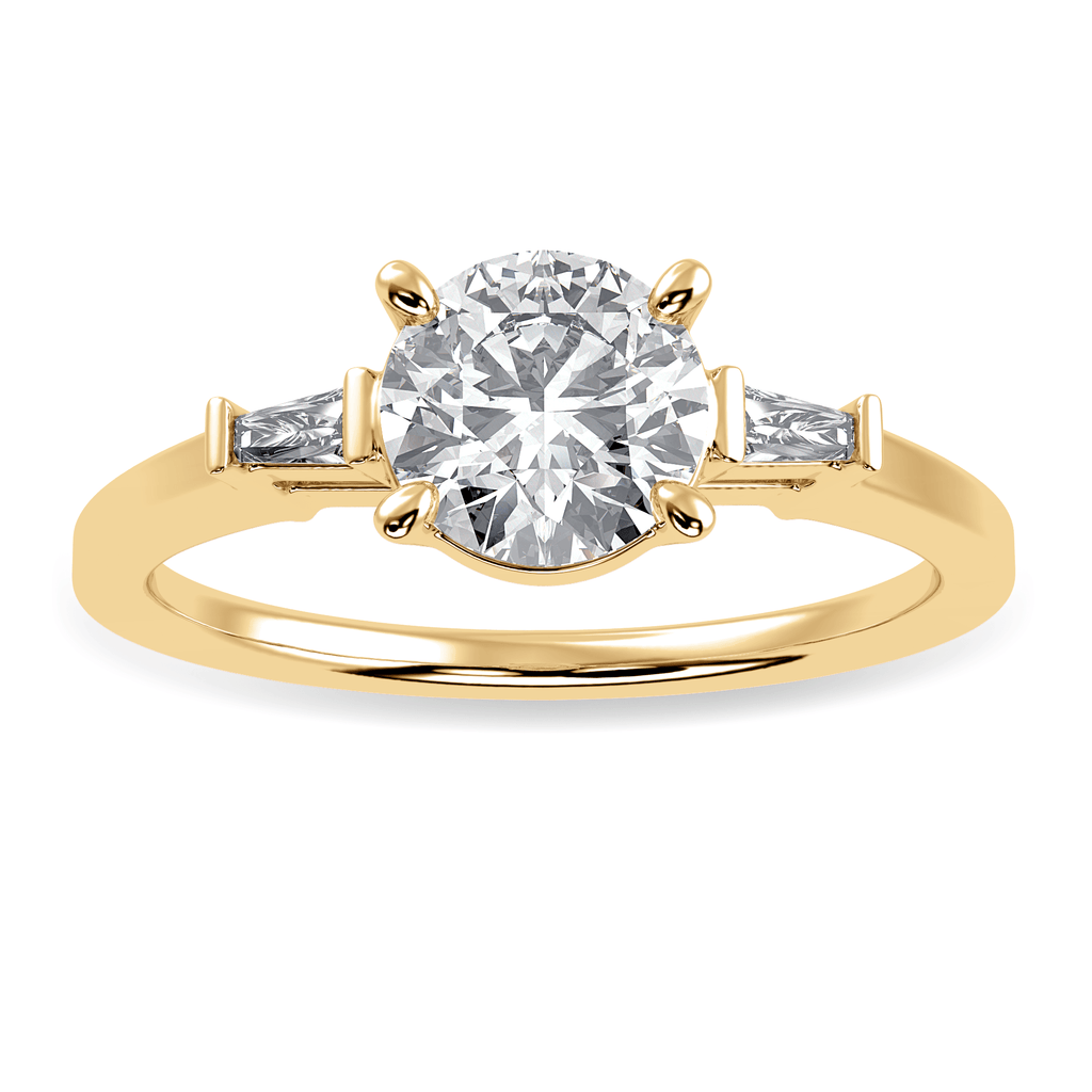 Jewelove™ Rings Women's Band only / VS J 0.30cts. Solitaire Baguette Diamond Accents 18K Yellow Gold Ring JL AU 1209Y
