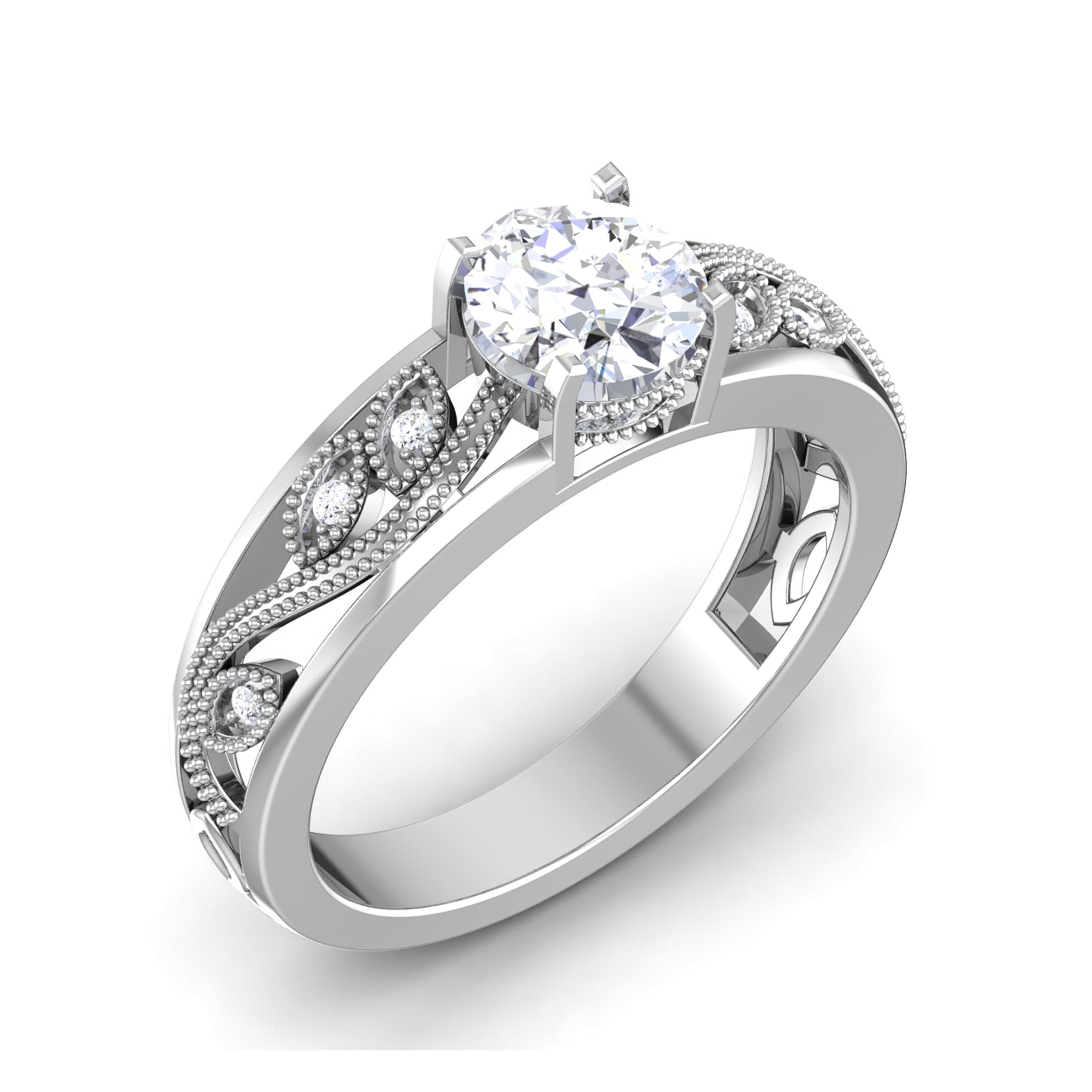 platinum diamond floral leaf and vine wedding ring engagement ring