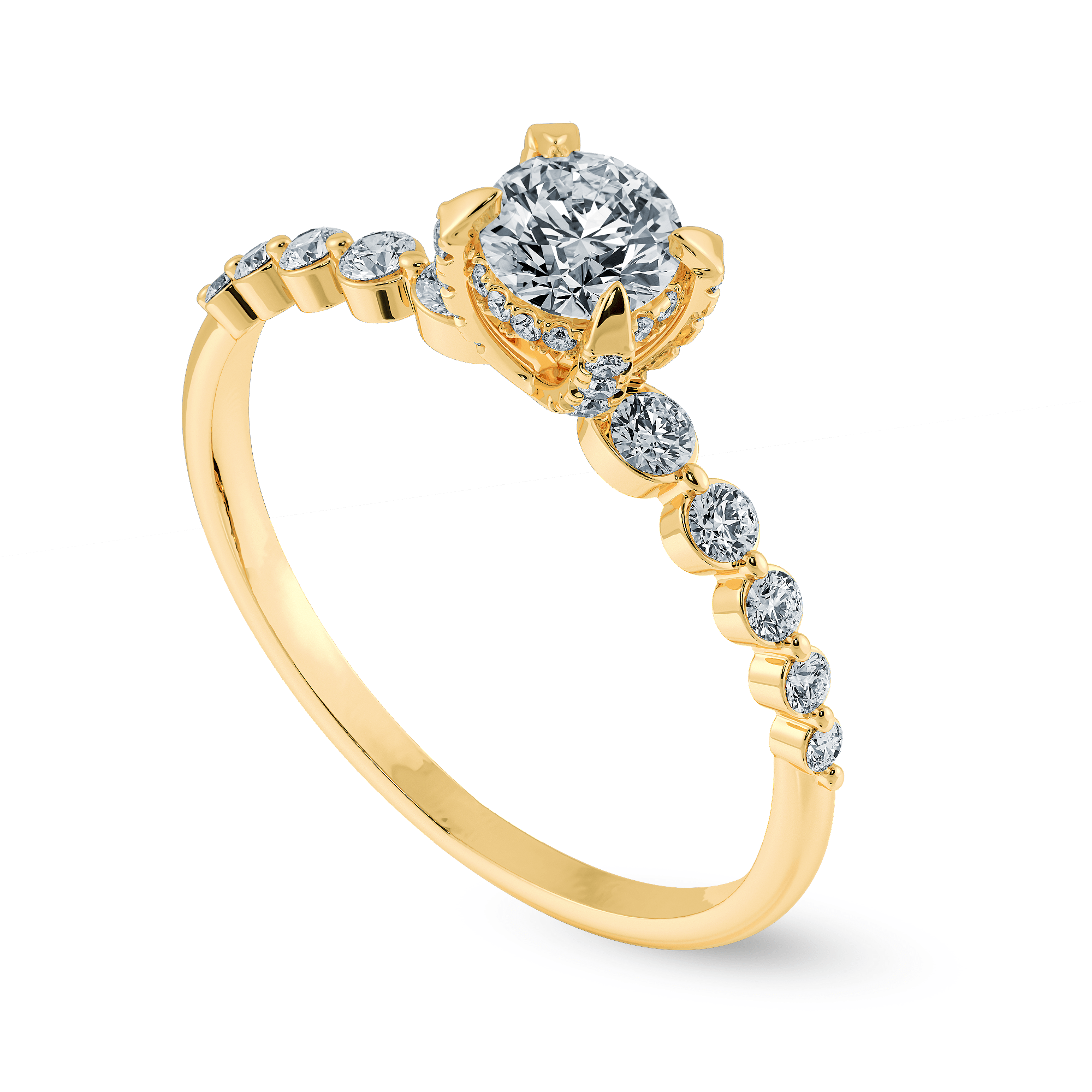 Jewelove™ Rings Women's Band only / VS J 0.30cts. Solitaire Diamond Accents 18K Yellow Gold Ring JL AU 1201Y
