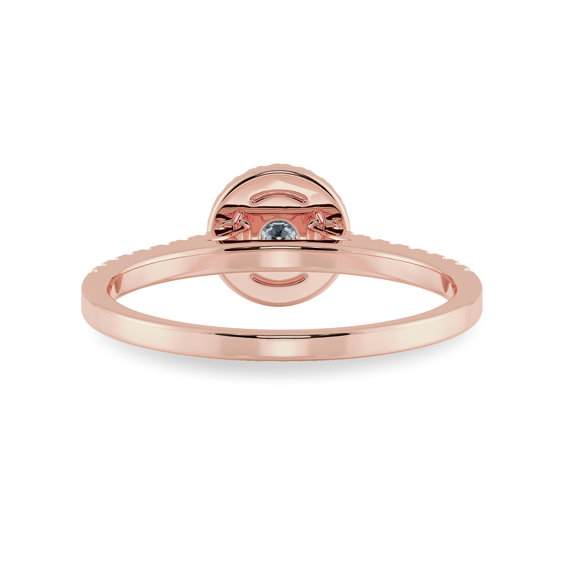0.30cts. Solitaire Diamond Halo Shank 18K Rose Gold Ring JL AU 1193R