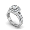 Jewelove™ Rings J VS / Women's Band only 0.30cts Solitaire Double Halo Diamond Split Shank Platinum Ring JL PT JRW1564MM