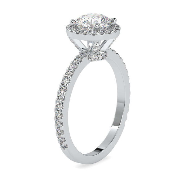 Jewelove™ Rings Women's Band only / VS J 0.30cts. Solitaire Halo Diamond Shank Platinum Engagement Ring JL PT 0108-A