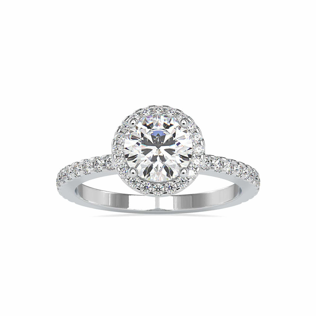 Jewelove™ Rings Women's Band only / VS J 0.30cts. Solitaire Halo Diamond Shank Platinum Engagement Ring JL PT 0108-A