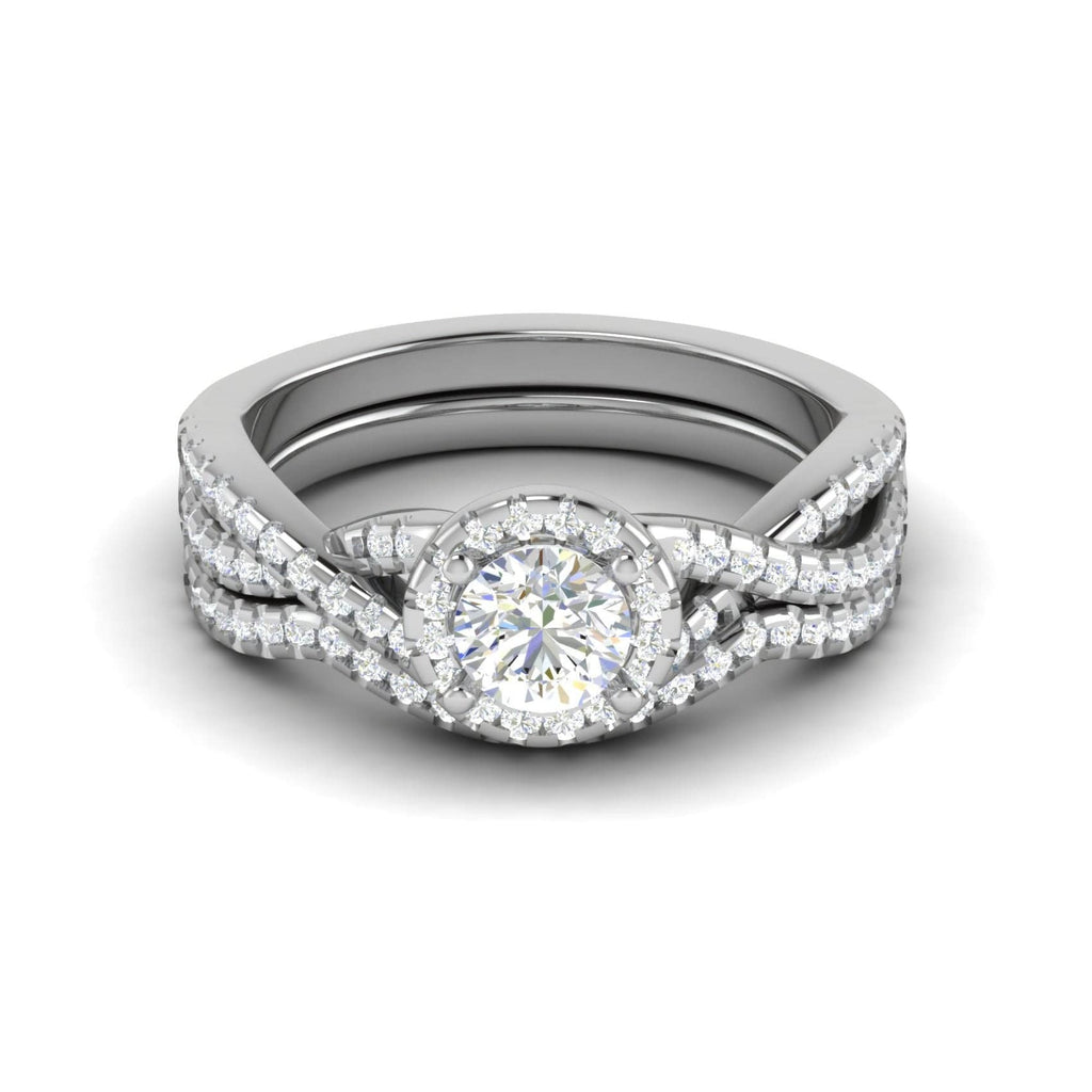 Jewelove™ Rings J VS / Women's Band only 0.30cts Solitaire Halo Diamond Twister Shank Platinum Ring JL PT RH RD 301