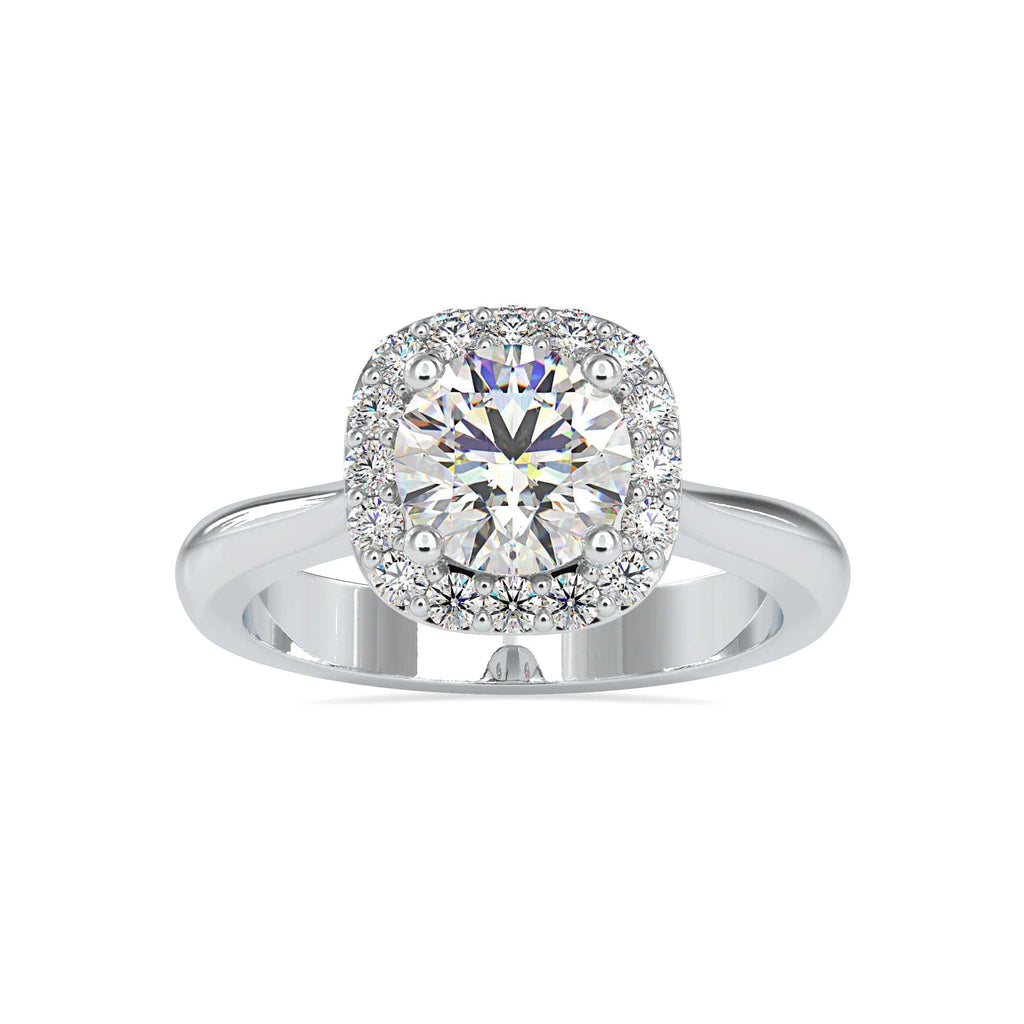 30-Pointer Solitaire Platinum Diamond Halo Engagement Ring JL PT 0101 ...