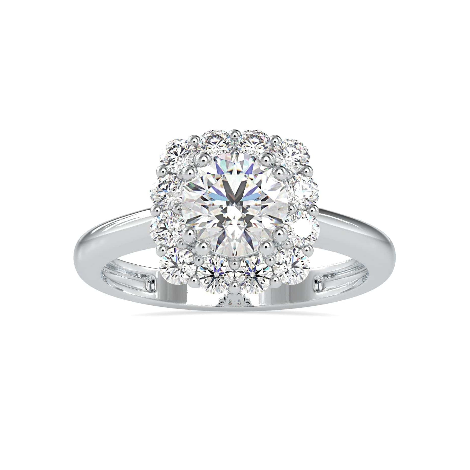 Jewelove™ Rings Women's Band only / VS J 0.30cts. Solitaire Platinum Diamond Halo Engagement Ring JL PT 0148-A