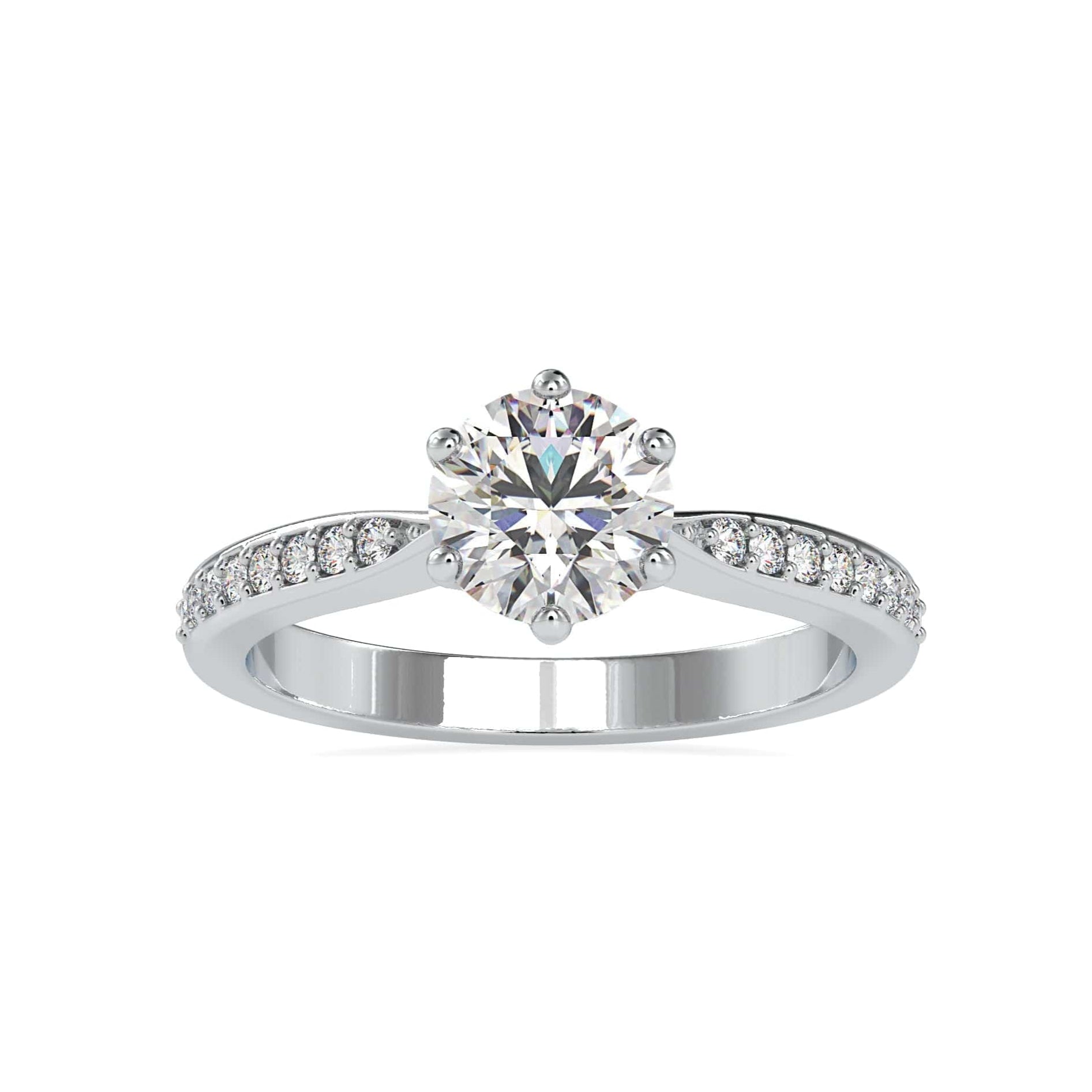 Jewelove™ Rings Women's Band only / VS J 0.30cts. Solitaire Platinum Diamond Shank Engagement Ring JL PT 0063-A