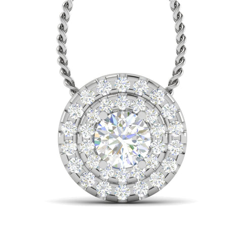 30-Pointer Solitaire Platinum Double Halo Diamond Pendant for Women JL PT P PF RD 106