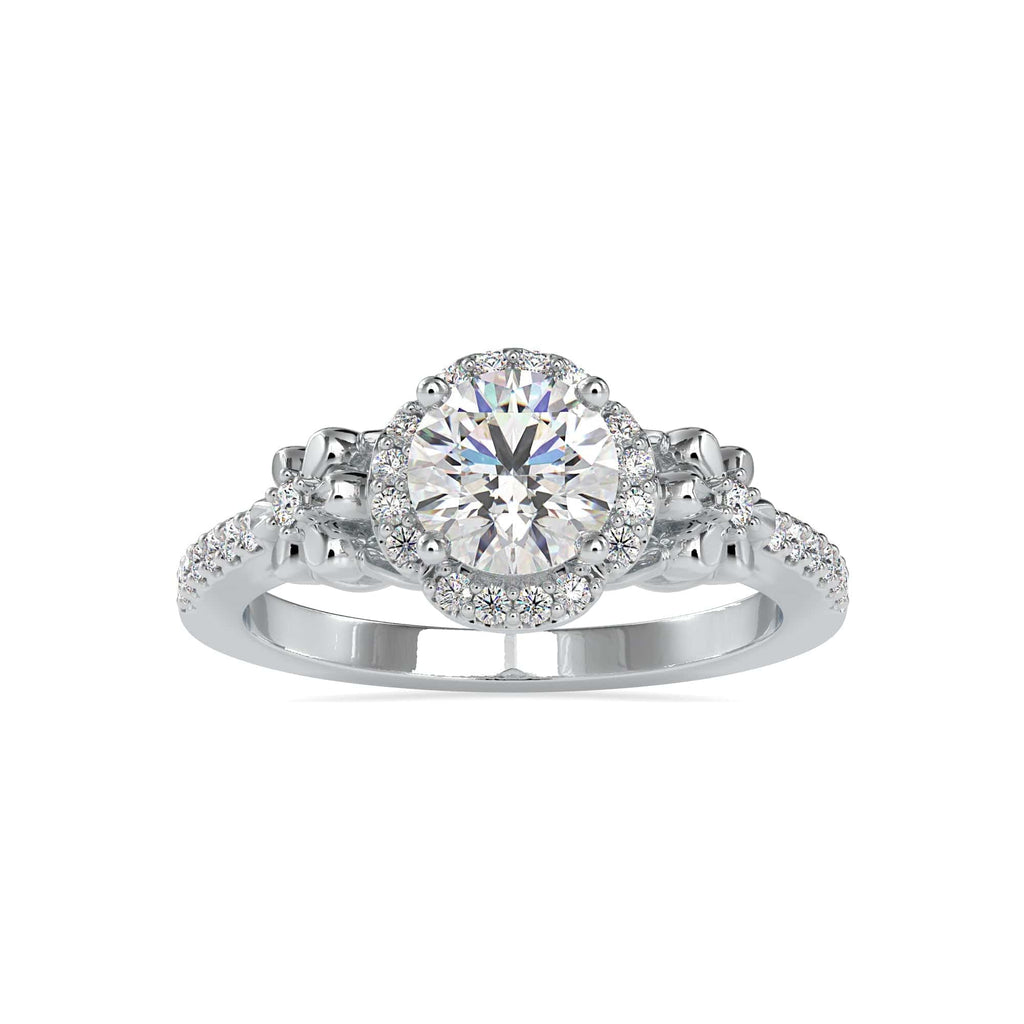 Jewelove™ Rings Women's Band only / VS J 0.30cts. Solitaire Platinum Halo Diamond Shank Engagement Ring JL PT 0047-B