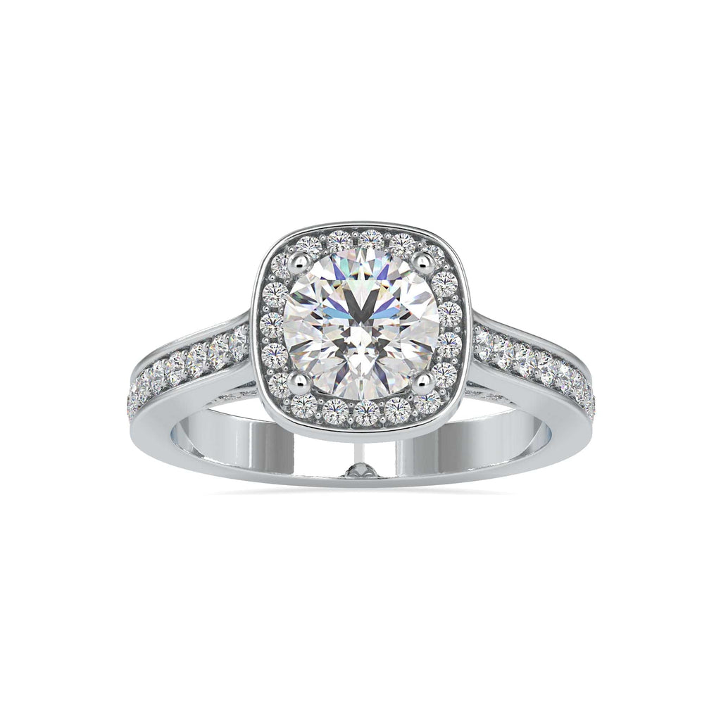 Jewelove™ Rings Women's Band only / VS J 0.30cts. Solitaire Platinum Single Halo Diamond Shank Engagement Ring JL PT 0097-A
