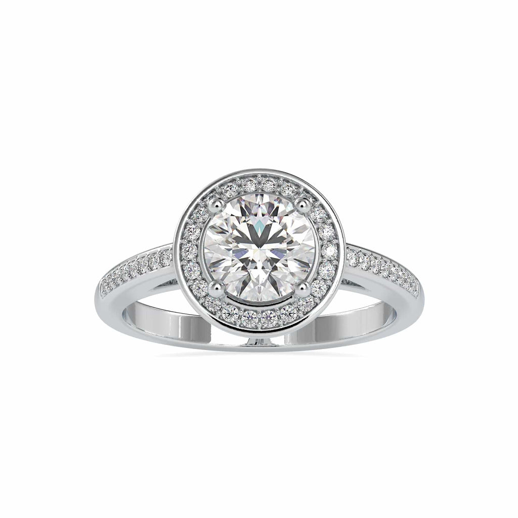 Jewelove™ Rings Women's Band only / VS J 0.30cts Solitaire Single Halo Diamond Shank Platinum Engagement Ring JL PT 0071-B