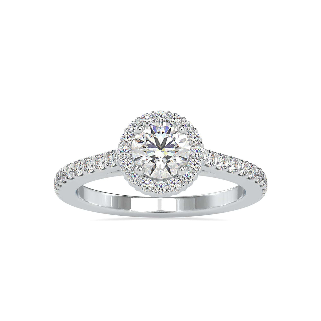 Jewelove™ Rings Women's Band only / VS J 0.30cts. Solitaire Single Halo Diamond Shank Platinum Engagement Ring JL PT 0170