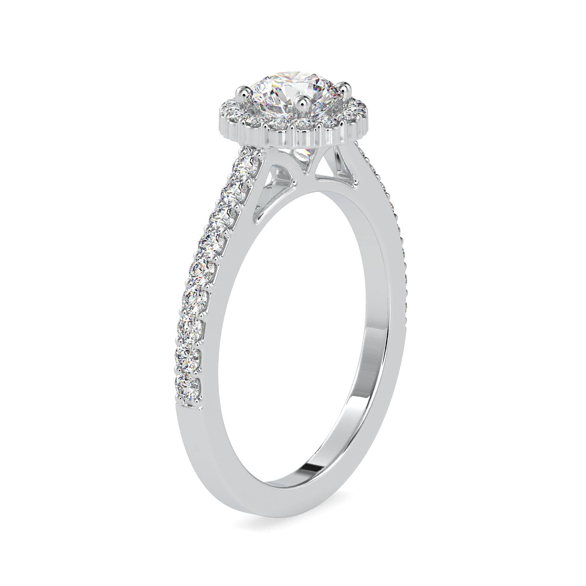 Jewelove™ Rings Women's Band only / VS J 0.30cts. Solitaire Single Halo Diamond Shank Platinum Engagement Ring JL PT 0170