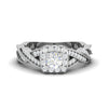 Jewelove™ Rings SI IJ / Women's Band only 0.30cts Solitaire Square Halo Diamond Twisted Shank Platinum Ring JL PT RV RD 147