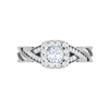 Jewelove™ Rings SI IJ / Women's Band only 0.30cts Solitaire Square Halo Diamond Twisted Shank Platinum Ring JL PT RV RD 147