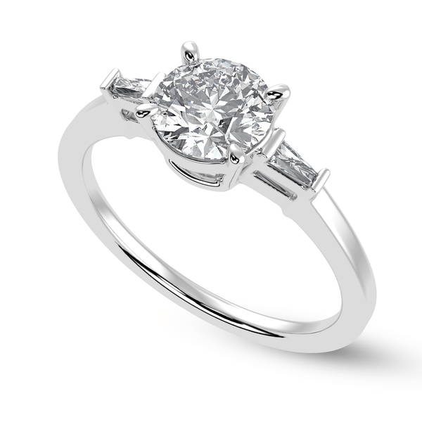 Jewelove™ Rings J VS / Women's Band only 0.30cts Solitaire with Baguette Diamond Accents Platinum Ring JL PT 1209