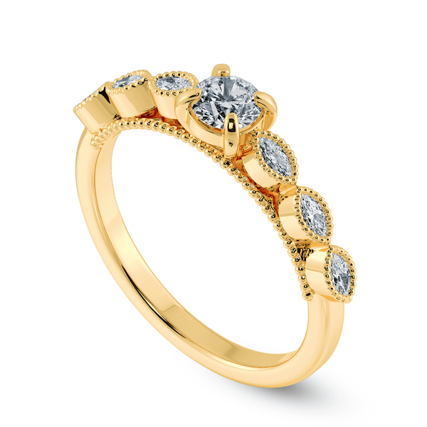 Jewelove™ Rings Women's Band only / VS J 0.30cts. Solitaire with Marquise Cut Diamond Accents 18K Yellow Gold Ring JL AU 2011Y