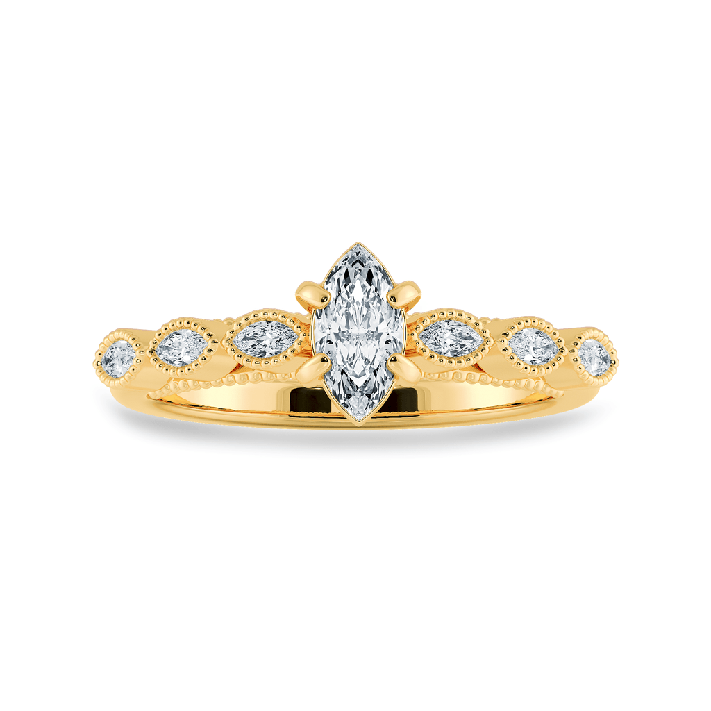 Jewelove™ Rings Women's Band only / VS I 0.30ts. Marquise Cut Solitaire Diamond Accents 18K Yellow Gold Ring JL AU 2019Y