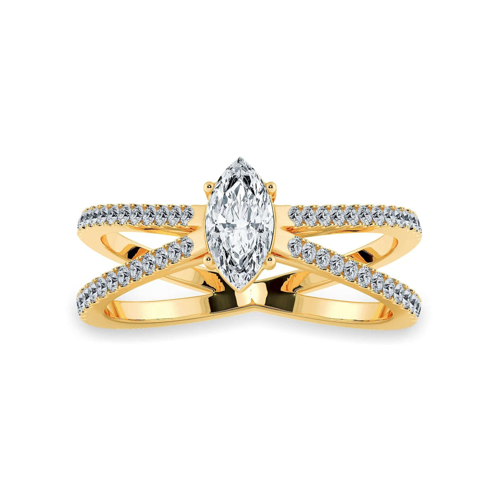 Jewelove™ Rings Women's Band only / VS I 0.30ts. Marquise Cut Solitaire Diamond Split Shank 18K Yellow Gold Ring JL AU 1176Y
