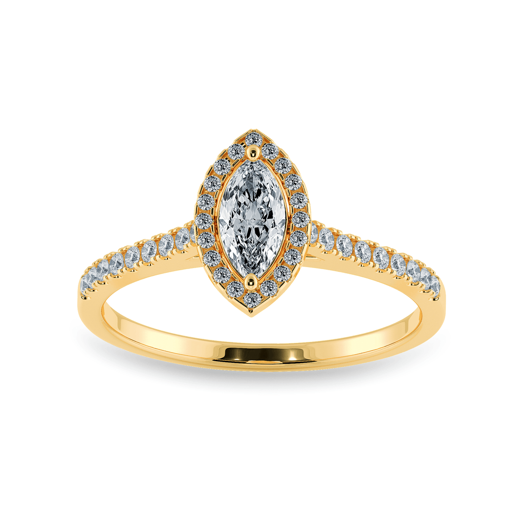Jewelove™ Rings Women's Band only / VS I 0.30ts. Marquise Cut Solitaire Halo Diamond Shank 18K Yellow Gold Ring JL AU 1201Y