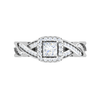 Jewelove™ Rings VS I / Women's Band only 0.40cts Princess Cut Solitaire Square Halo Diamond Twisted Shank Platinum Ring for Women JL PT RV PR 149