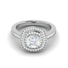 Jewelove™ Rings VVS G / Women's Band only 0.50 cts. Cushion Solitaire Double Halo Diamond Shank Platinum Ring JL PT RH CU 147