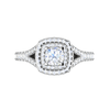 Jewelove™ Rings VVS G / Women's Band only 0.50 cts. Cushion Solitaire Double Halo Split Shank Platinum Ring JL PT RH CU 179