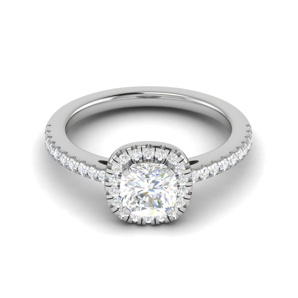 Jewelove™ Rings VVS G / Women's Band only 0.50 cts. Cushion Solitaire Halo Diamond Shank Platinum Ring JL PT RH CU 118