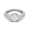 Jewelove™ Rings I VS / Women's Band only 0.50 cts. Cushion Solitaire Halo Diamond Shank Platinum Ring JL PT RH CU 129