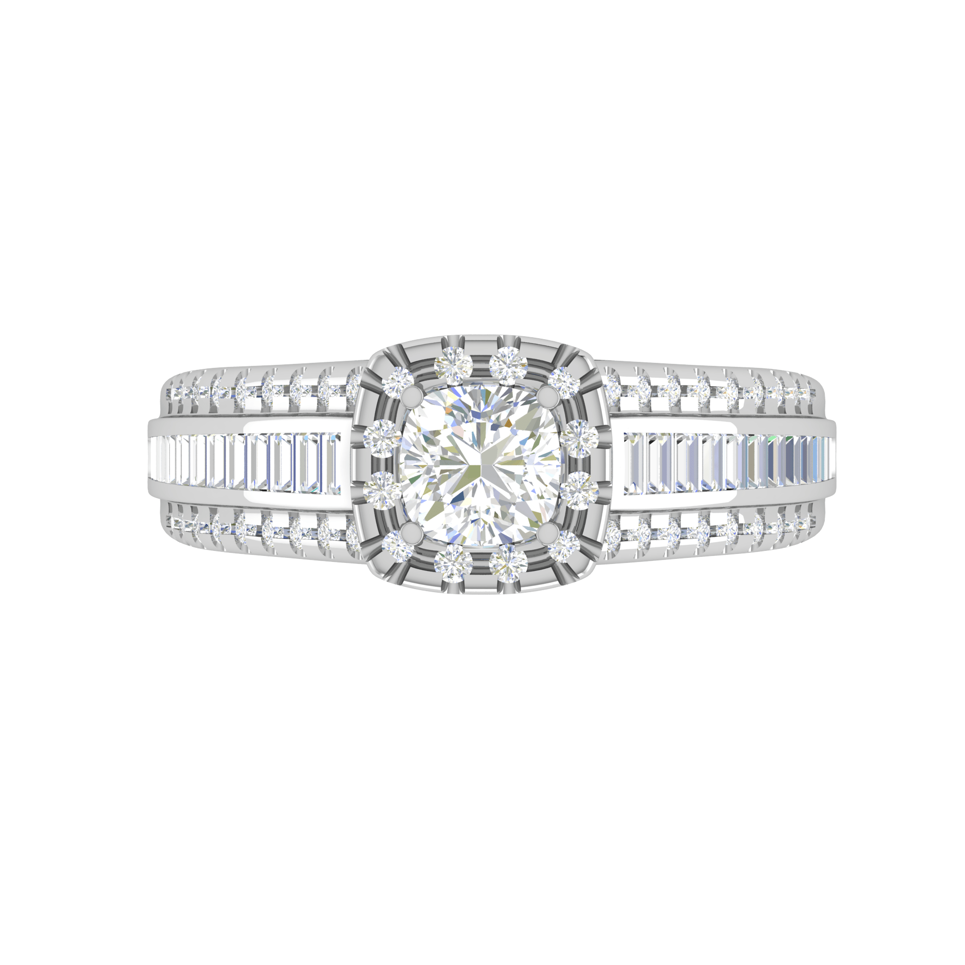 Jewelove™ Rings VVS G / Women's Band only 0.50 cts Cushion Solitaire Halo Diamond Split Shank Platinum Ring JL PT JRW07651F