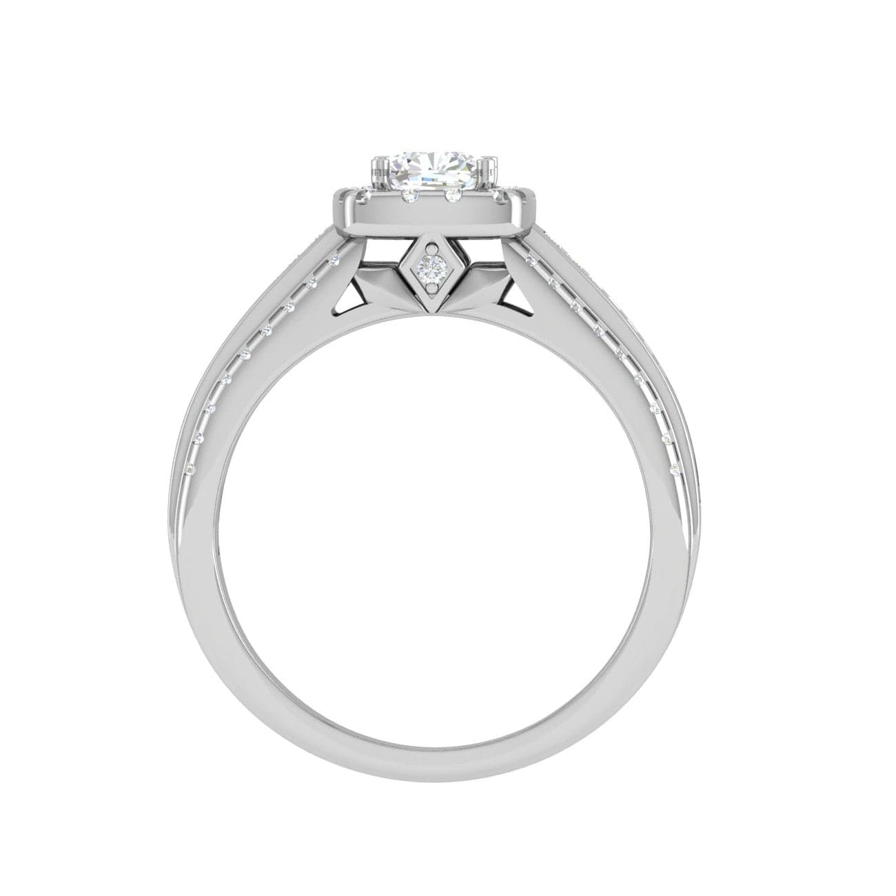 Jewelove™ Rings VVS G / Women's Band only 0.50 cts Cushion Solitaire Halo Diamond Split Shank Platinum Ring JL PT JRW07651F