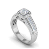 Jewelove™ Rings VVS G / Women's Band only 0.50 cts Cushion Solitaire Halo Diamond Split Shank Platinum Ring JL PT JRW07651F